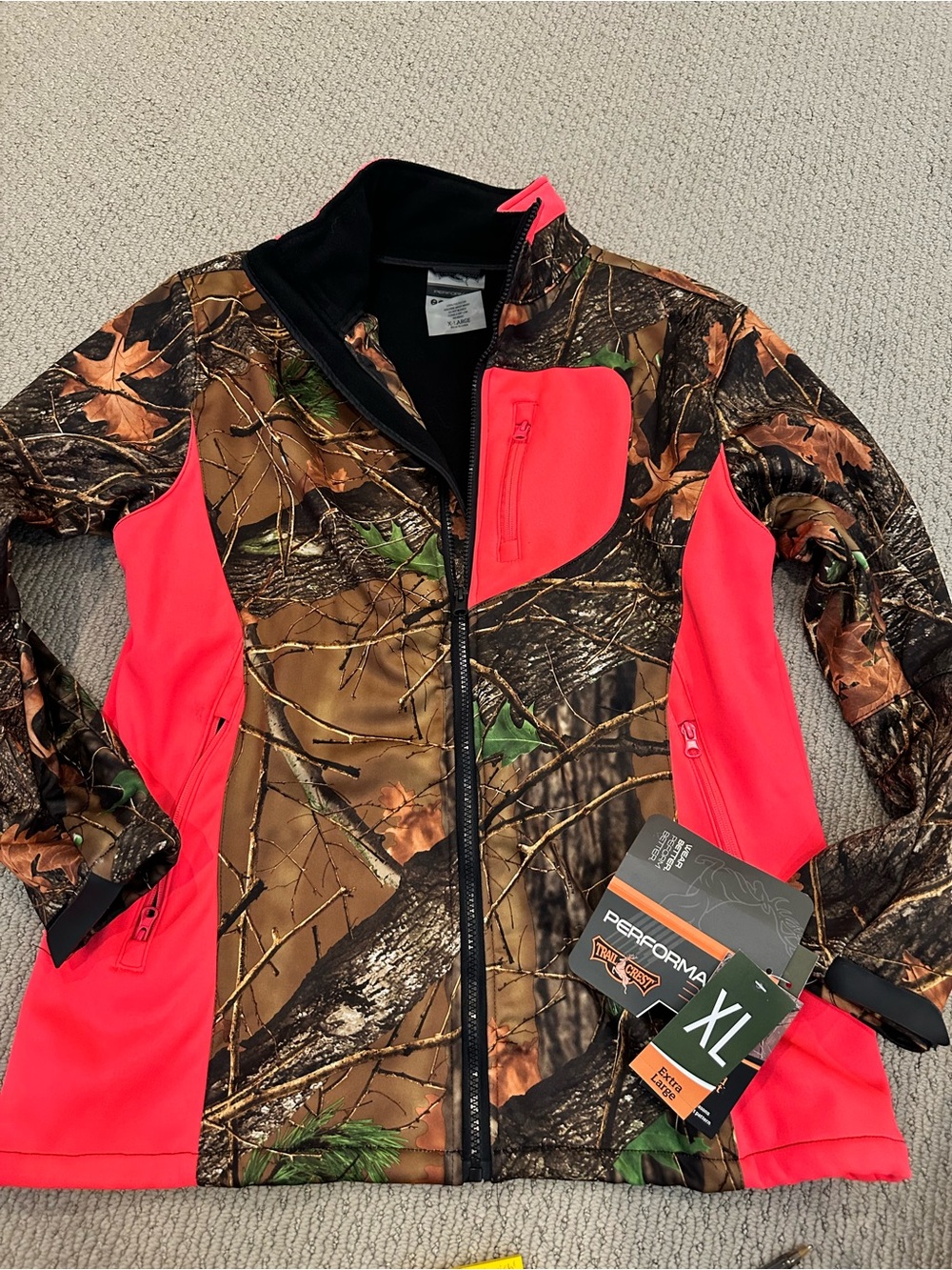Women's Camo Utility Jacket with Blaze Pink Accents
